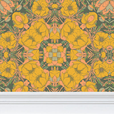 Butterscotch Floral Wallpaper