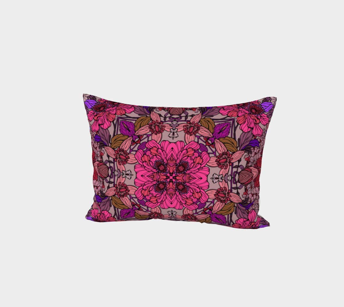 Red -Pink Floral Bed Pillow Sham