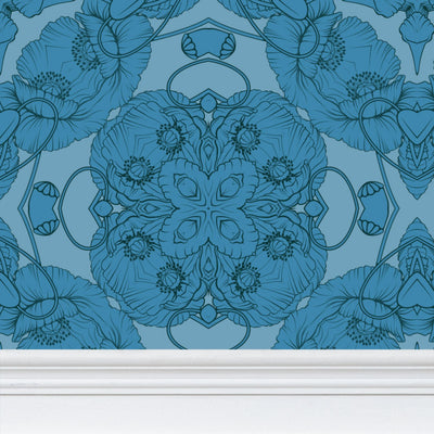 Sapphire Blue Floral Wallpaper