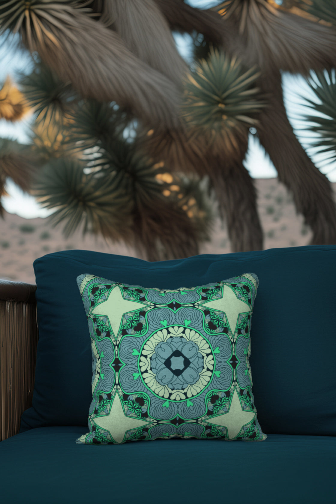 Eclectic Blue Patterned Cushion