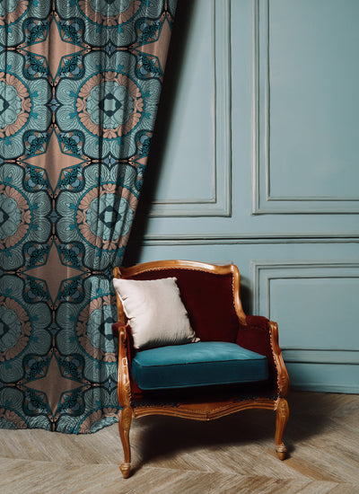 Agua Floral Curtains Lustrous Curtains - Pair (2)