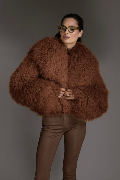 Brown Mongolian Shearling Coat