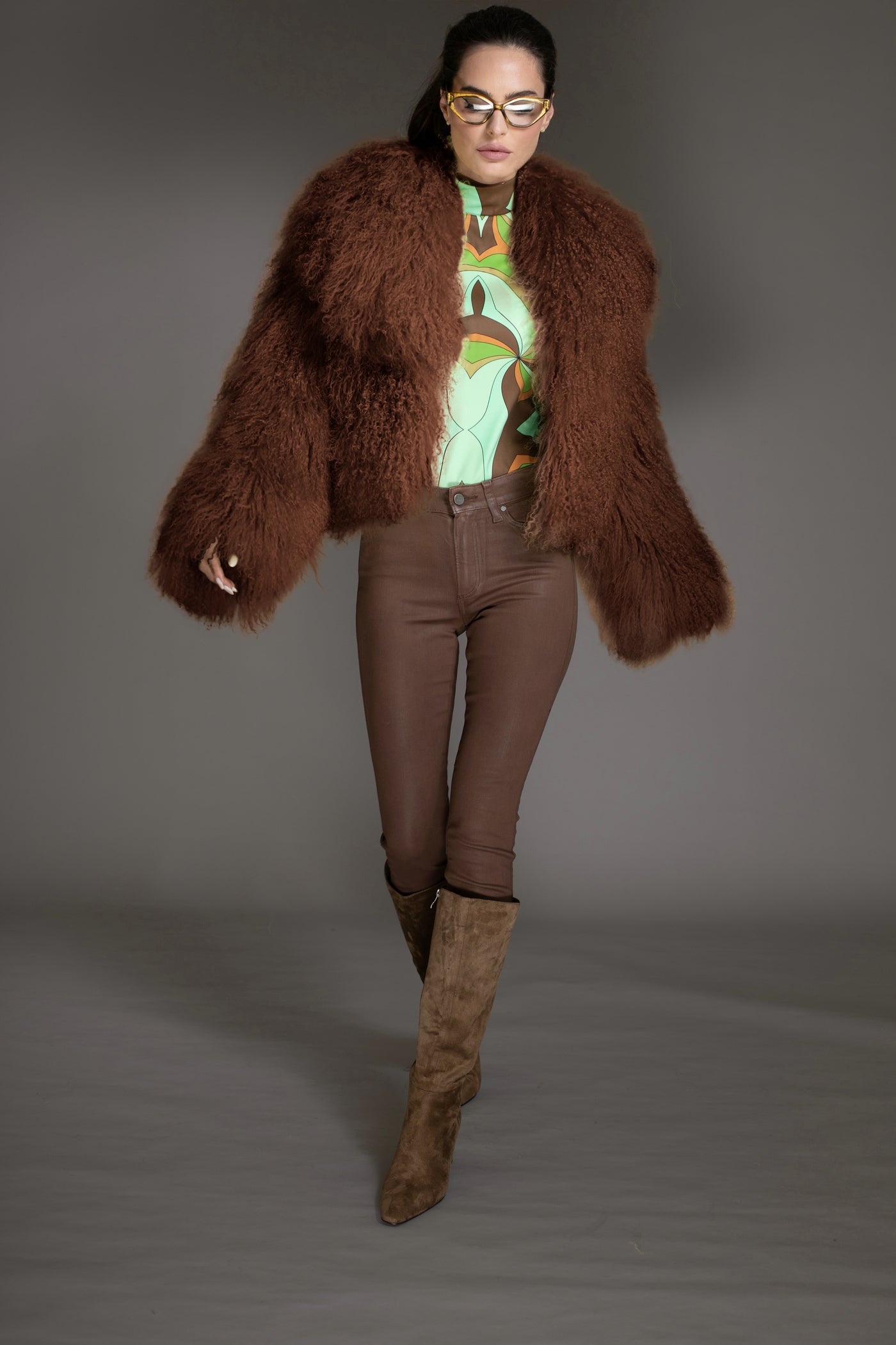 Brown Mongolian Shearling Coat