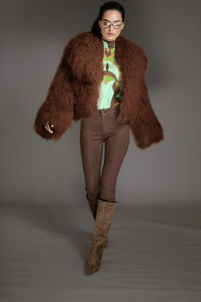Brown Mongolian Shearling Coat