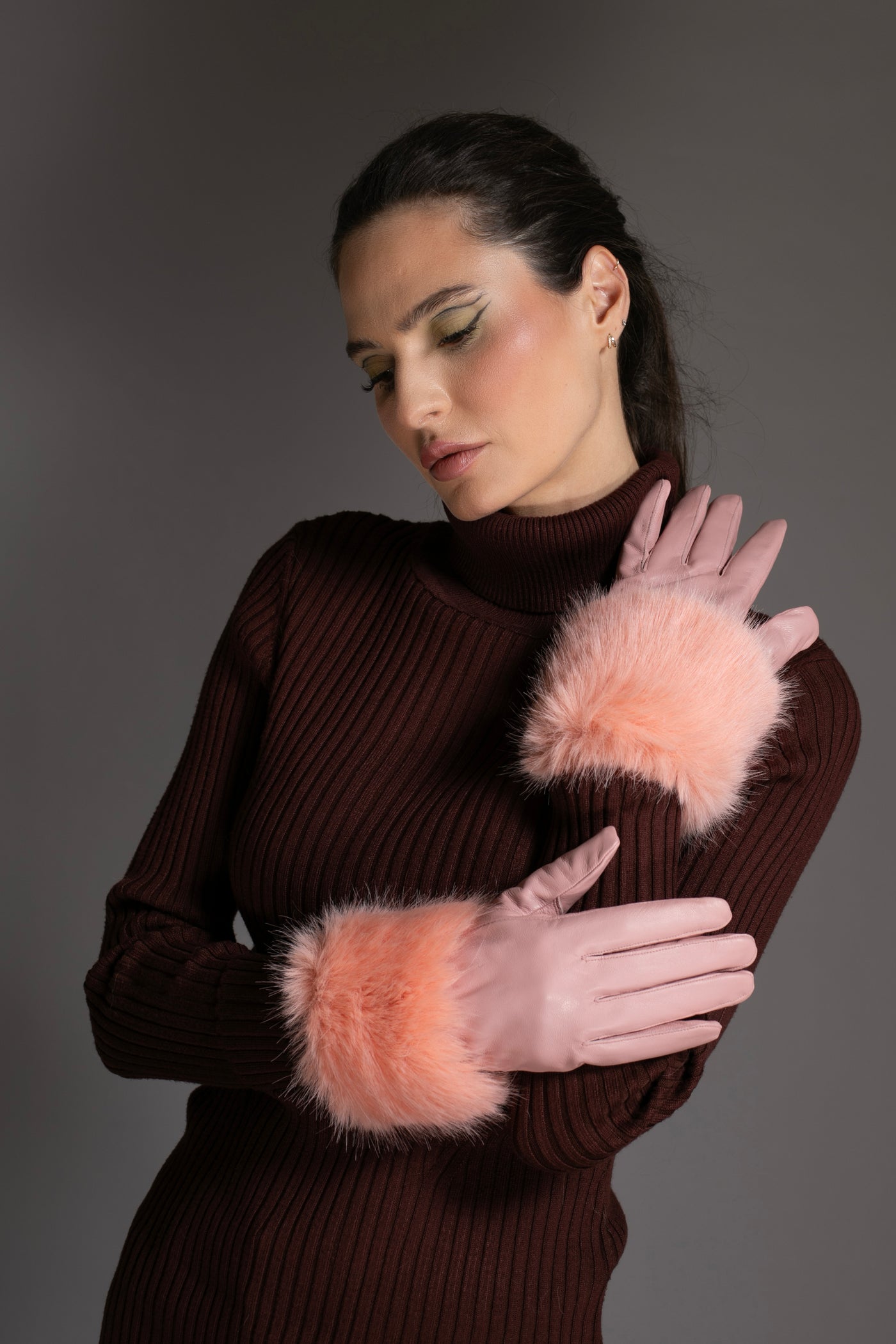 Luxury Light Pink Italian Leather Gloves