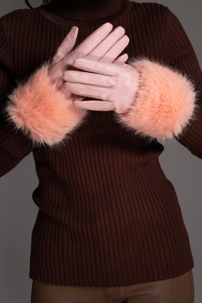 Luxury Light Pink Italian Leather Gloves