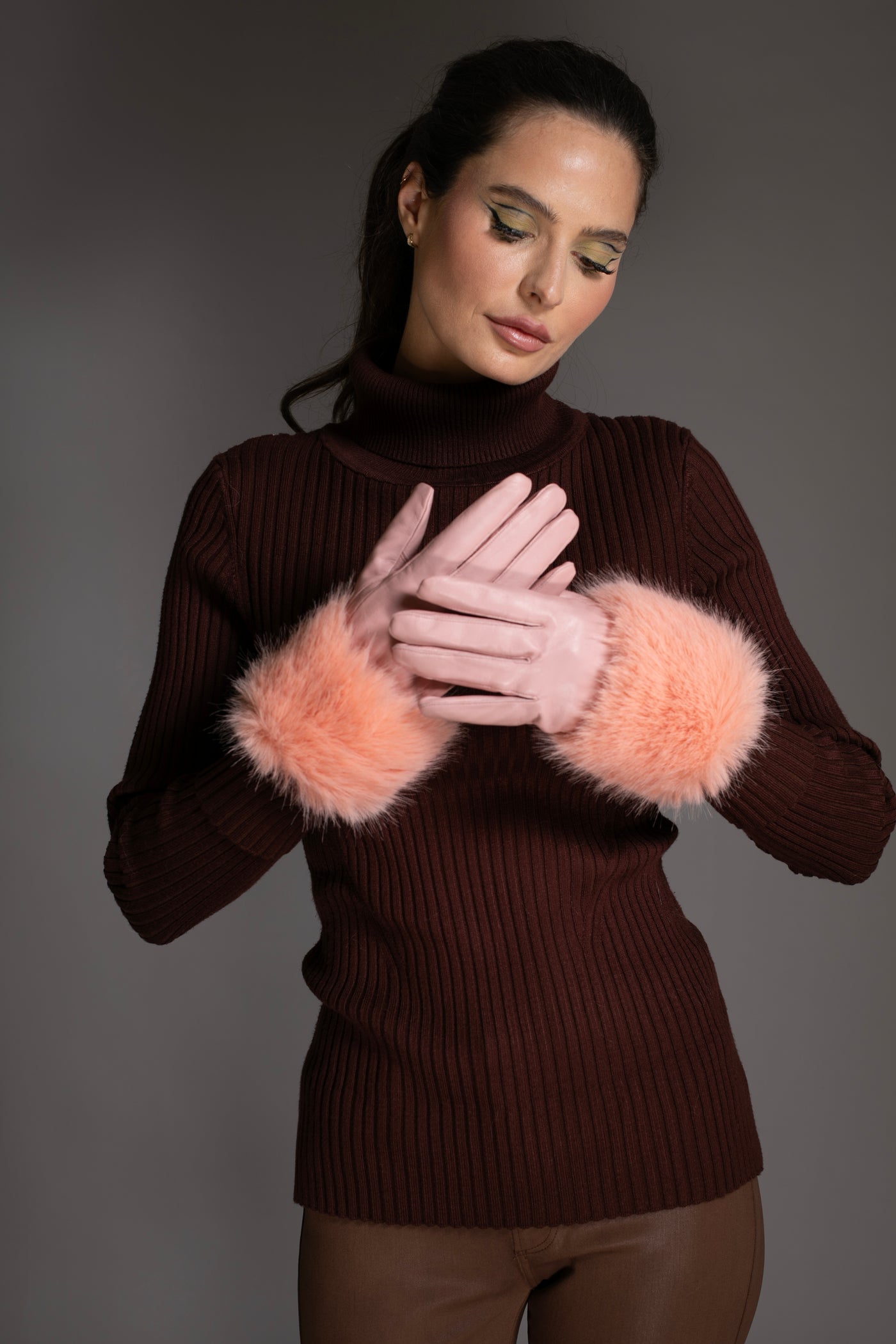 Luxury Light Pink Italian Leather Gloves
