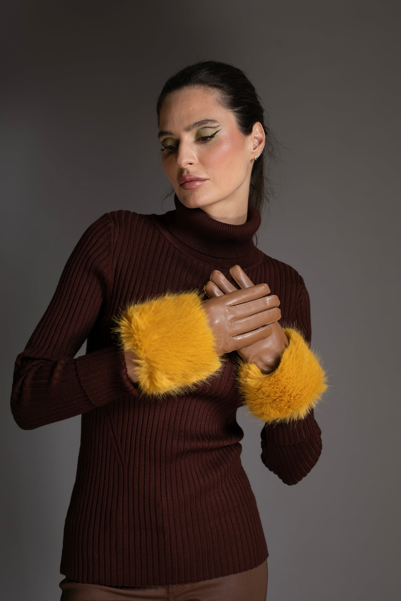 Luxury Brown Italian Leather Gloves
