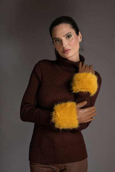 Luxury Brown Italian Leather Gloves