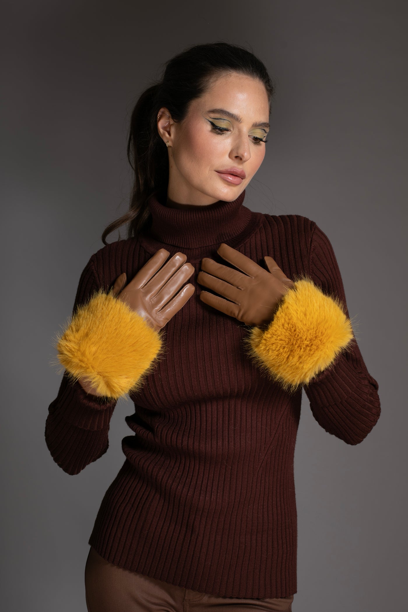 Luxury Brown Italian Leather Gloves