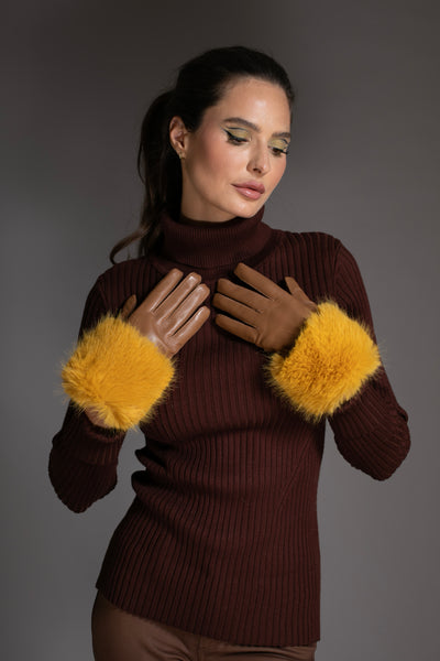 Luxury Brown Italian Leather Gloves