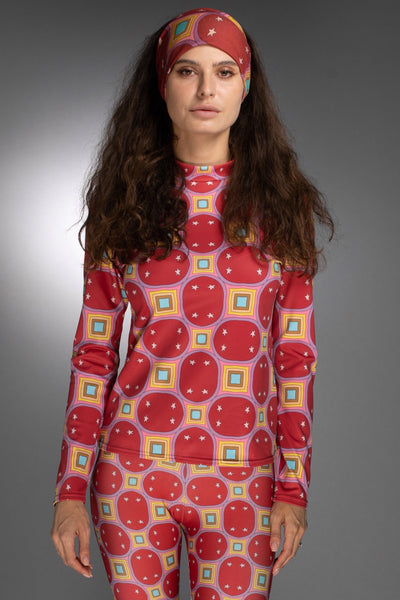 ED-004WI-STARS RAINBOW BRIGHT RED-MOCKNECK TOP