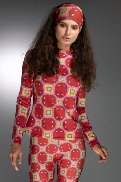 ED-004WI-STARS RAINBOW BRIGHT RED-MOCKNECK TOP