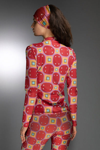ED-004WI-STARS RAINBOW BRIGHT RED-MOCKNECK TOP