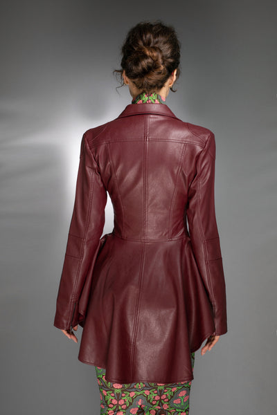 Burgundy High-Low leather jacket