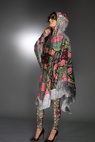 N-041WG REVERSIBLE PINK ROSSES FLORAL CAPE