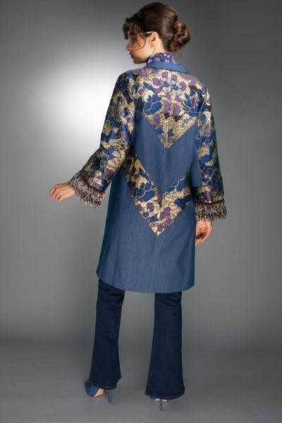Denim & Jacquard Coat