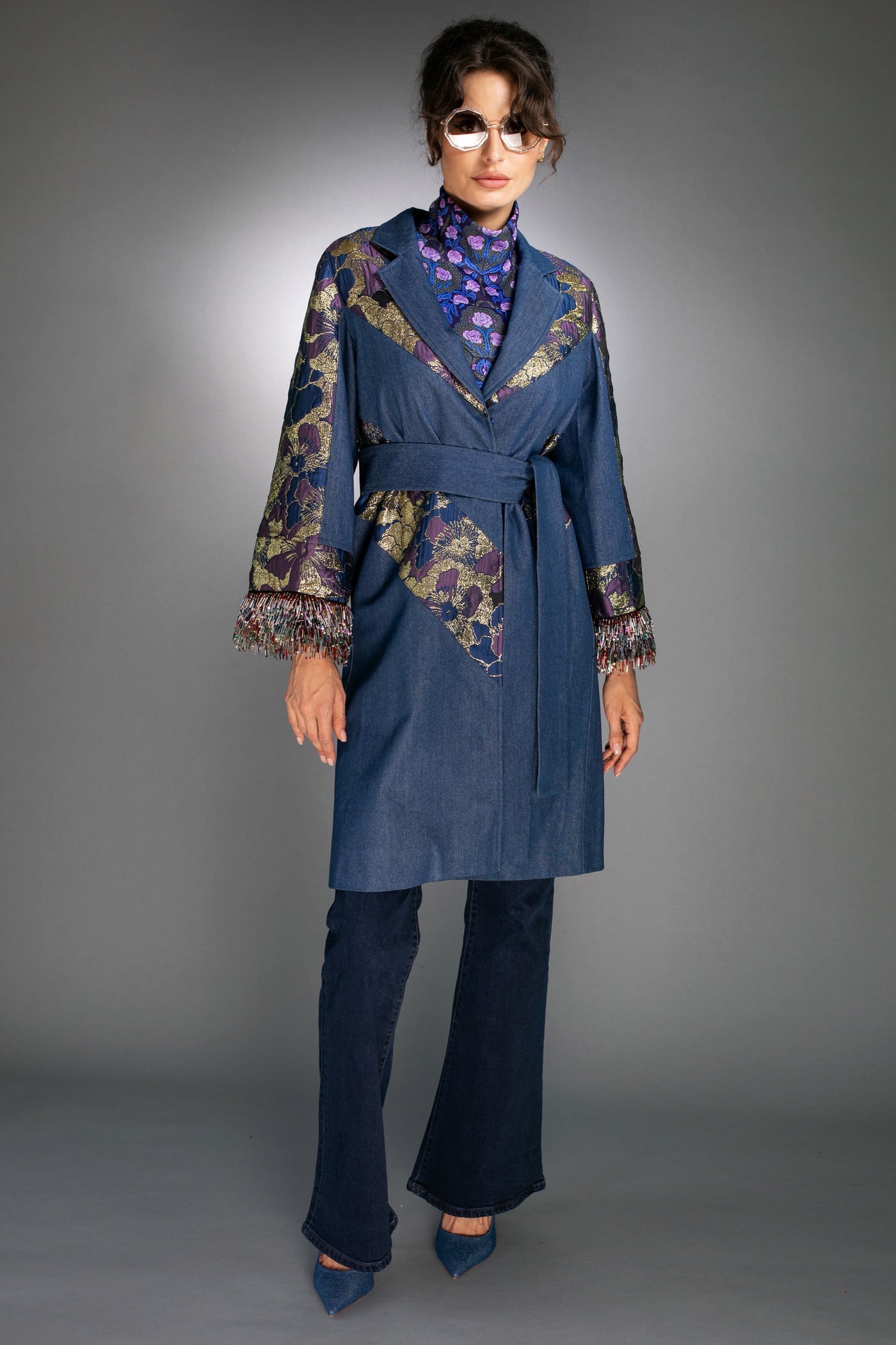 Denim & Jacquard Coat