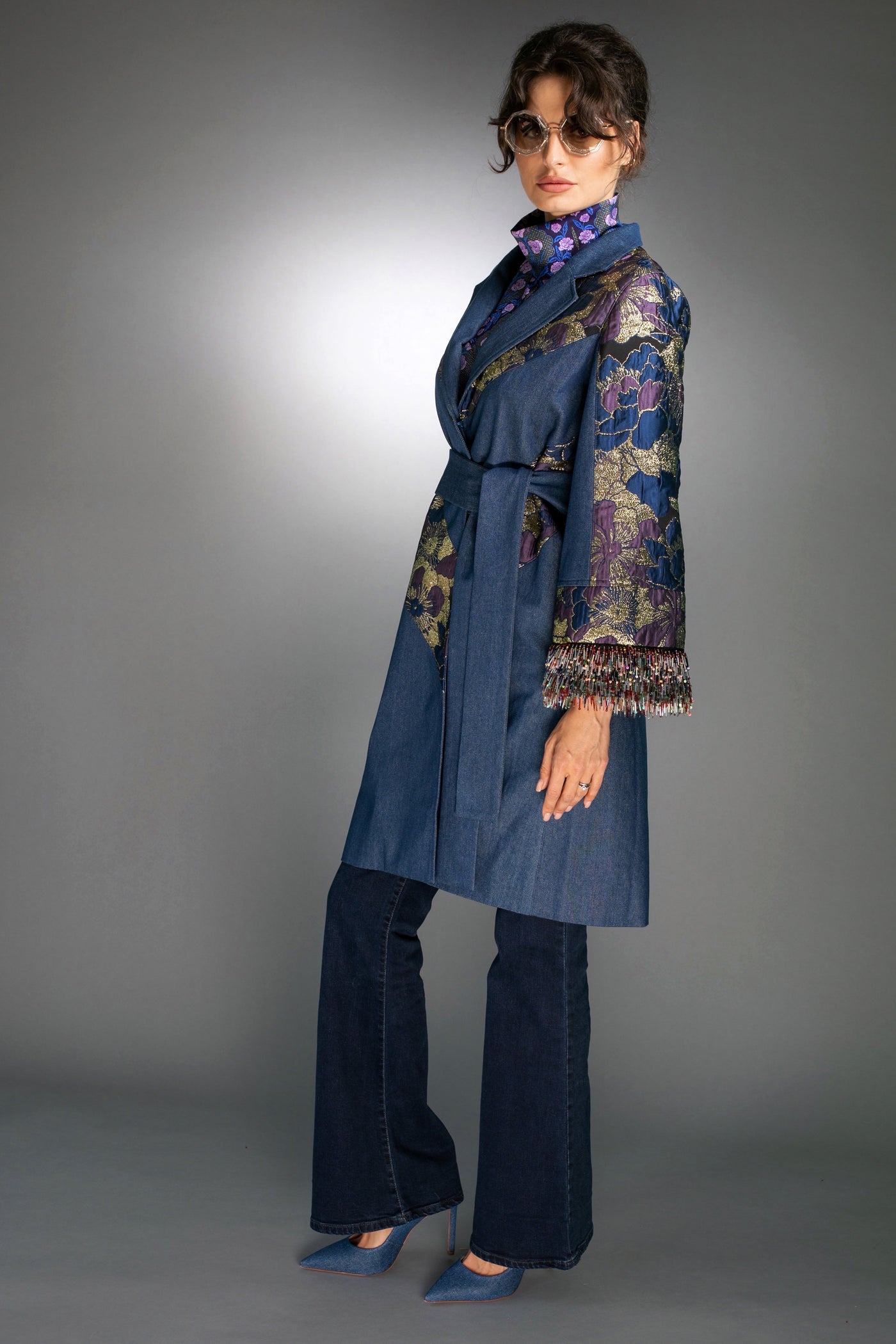 Denim & Jacquard Coat