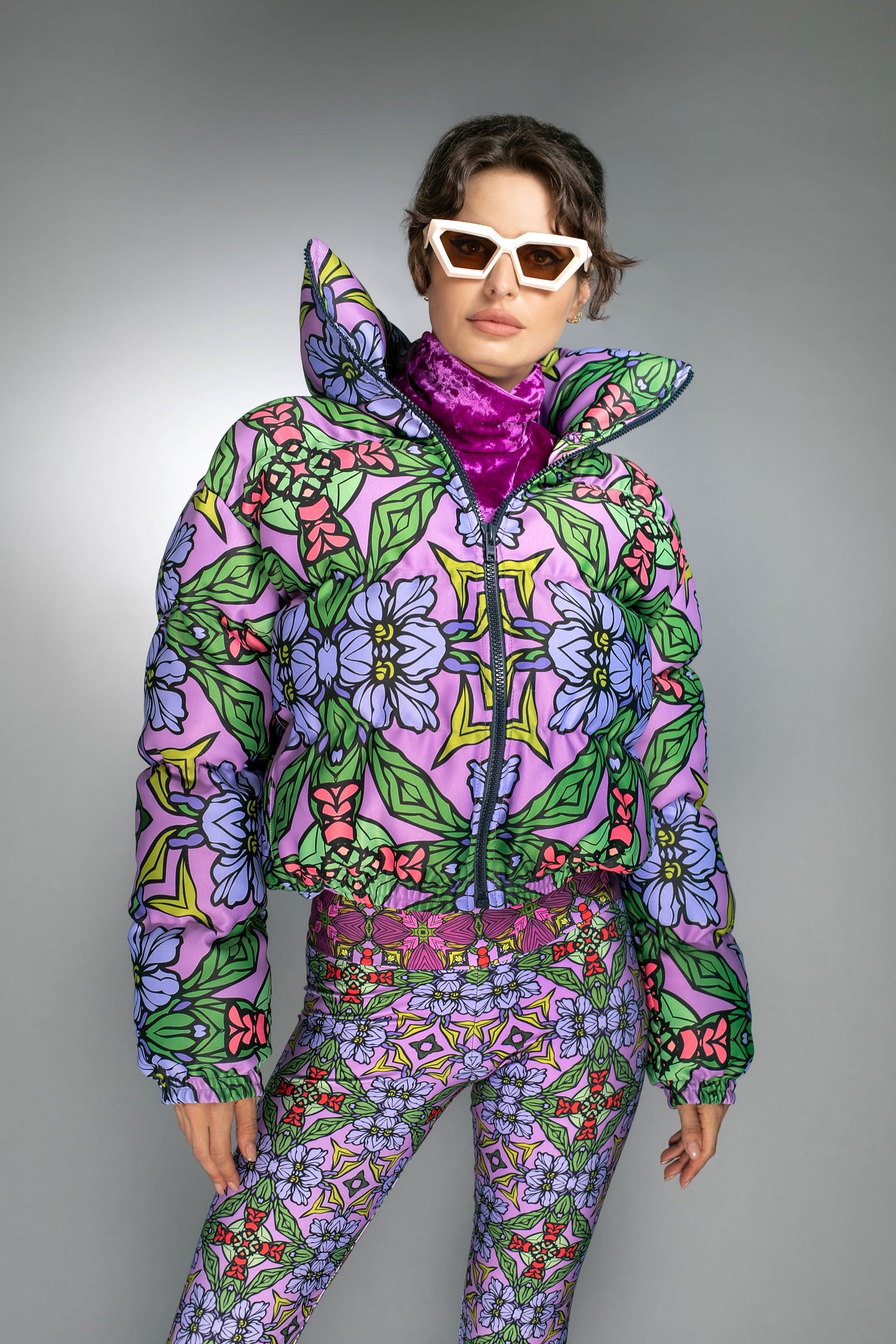 N-033J- Lustrous Printed Puffer Jacket