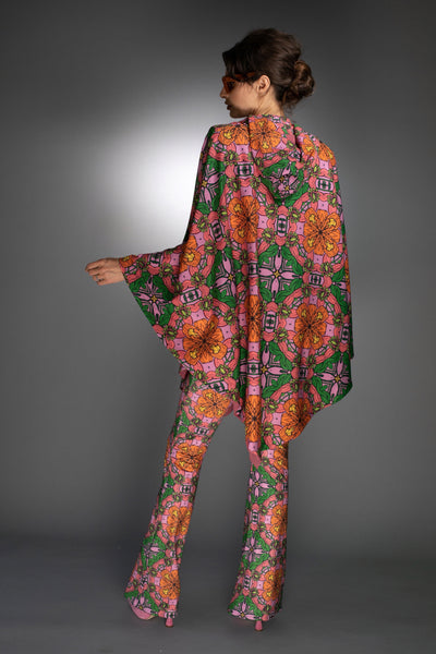 ED-036TZ- REVERSIBLE CAPE- FLOWER MULTICOLOR