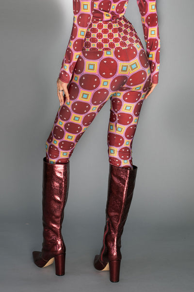 ED-002WE- LEGGINGS- STARS RAINBOW DARK RED