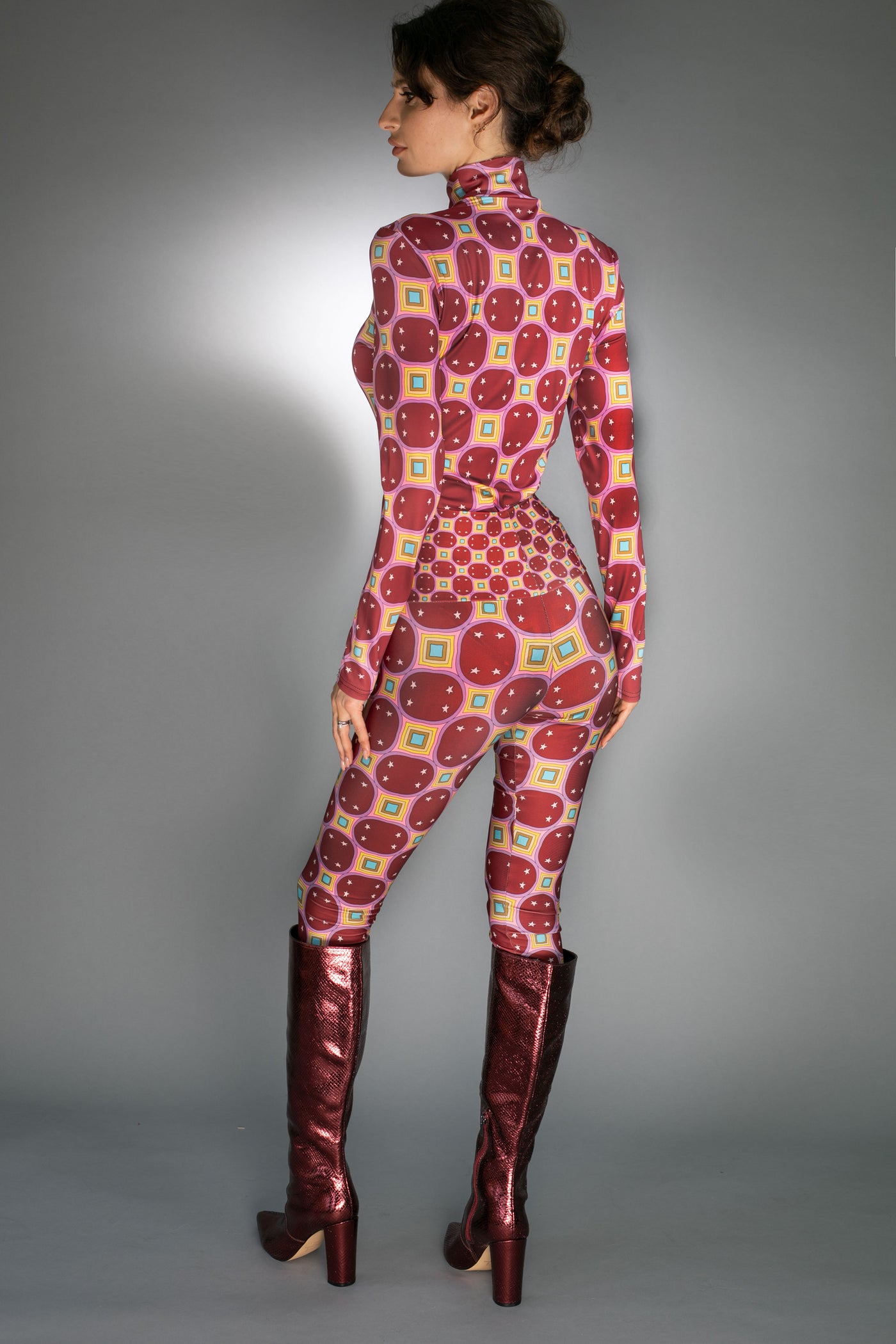 ED-002WE- LEGGINGS- STARS RAINBOW DARK RED