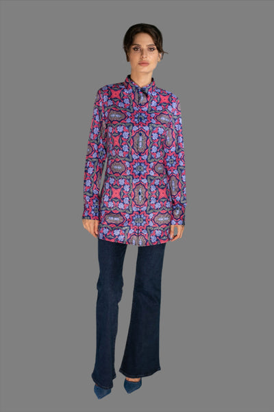 N-043WJ-LONG SHIRT- ELECTRIC PURPLE/SCARLET RED