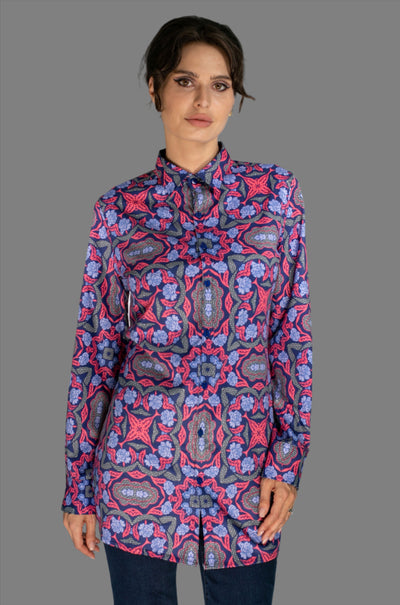 N-043WJ-LONG SHIRT- ELECTRIC PURPLE/SCARLET RED