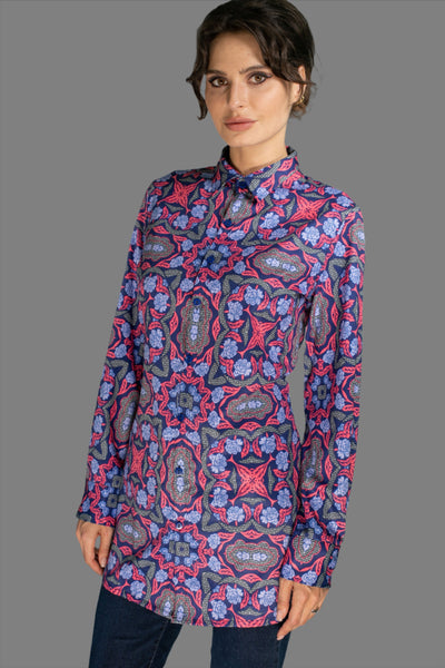 N-043WJ-LONG SHIRT- ELECTRIC PURPLE/SCARLET RED