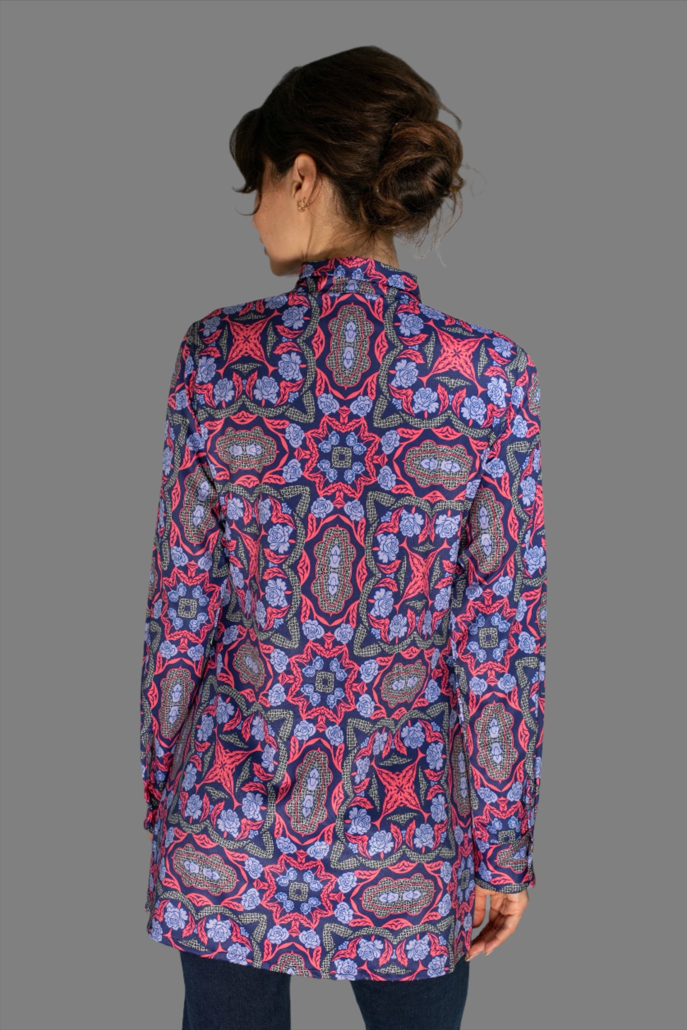 N-043WJ-LONG SHIRT- ELECTRIC PURPLE/SCARLET RED