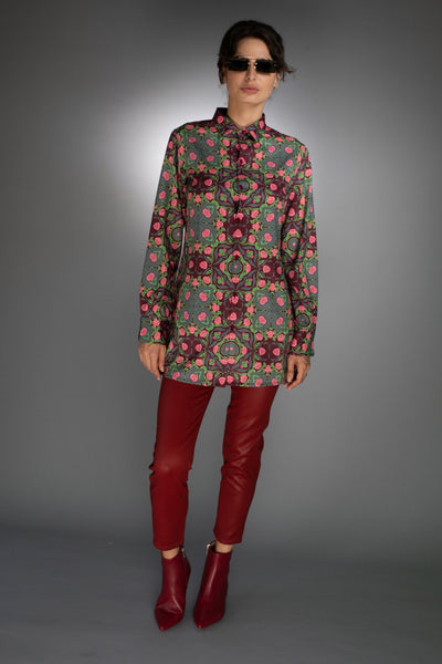 N-043WM-ROSES BURGUNDY/ROSE PINK-LONG SHIRT