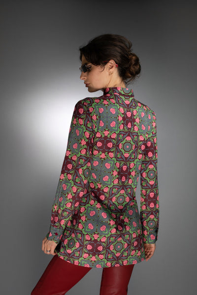 N-043WM-ROSES BURGUNDY/ROSE PINK-LONG SHIRT