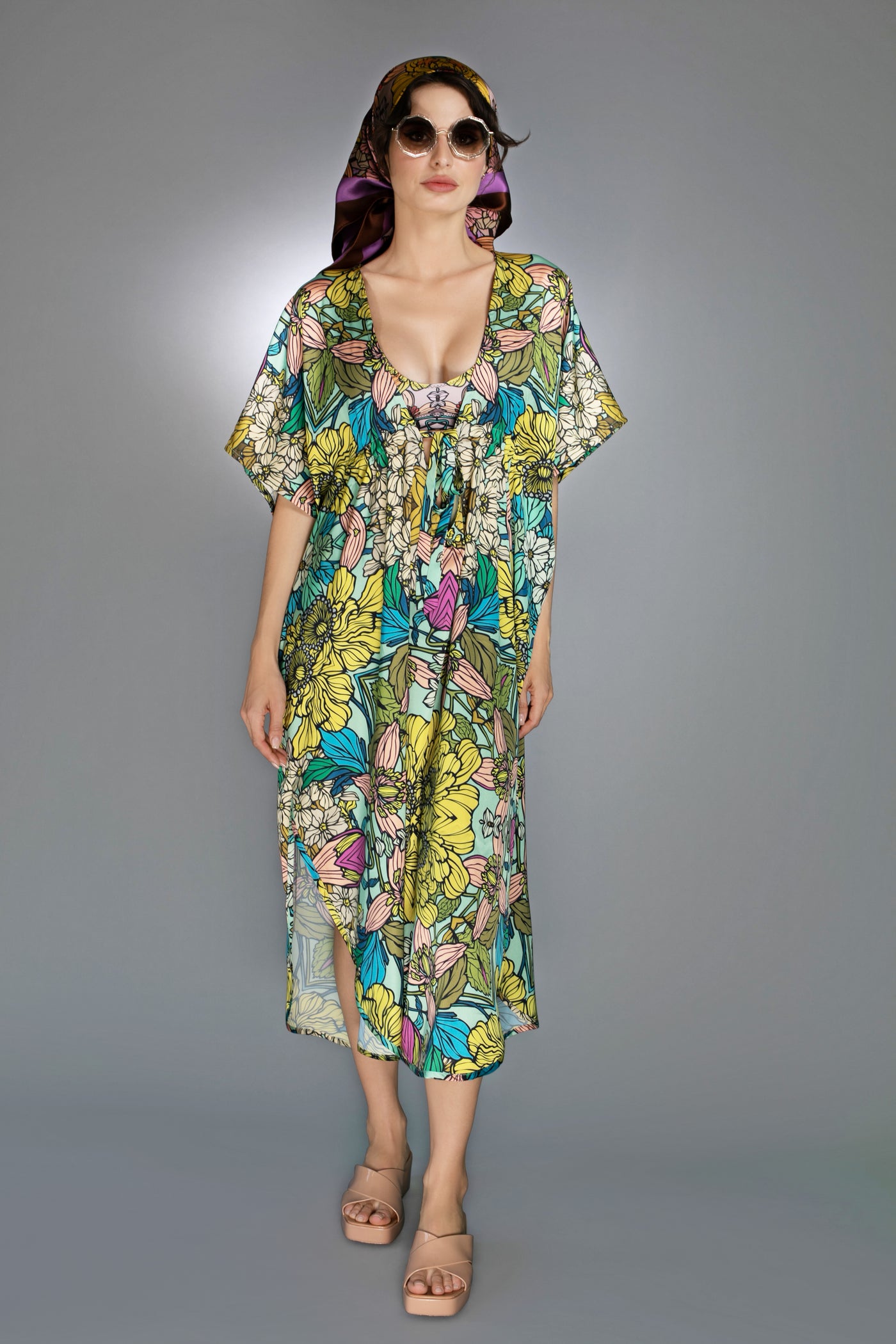 ED-065NW-MUSTARD GARDEN COVER UP DRESS