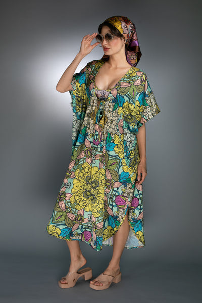 ED-065NW-MUSTARD GARDEN COVER UP DRESS