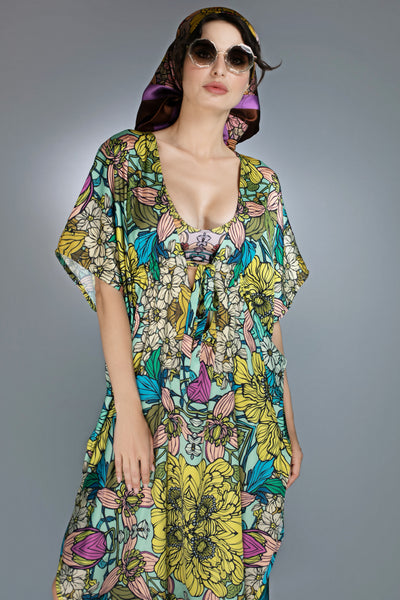 ED-065NW-MUSTARD GARDEN COVER UP DRESS