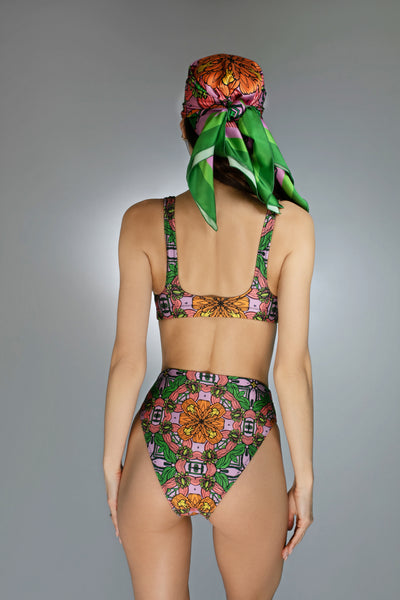 ED-006TZ- EXOTIC FLORAL ORANGE / PINK-  BIKINI