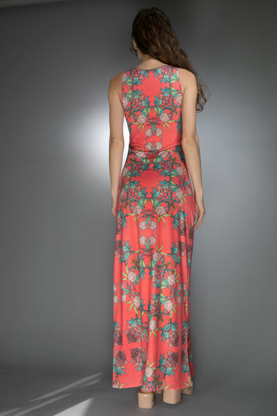 ED-042NW-CROCUS RED FLORAL MAXI DRESS