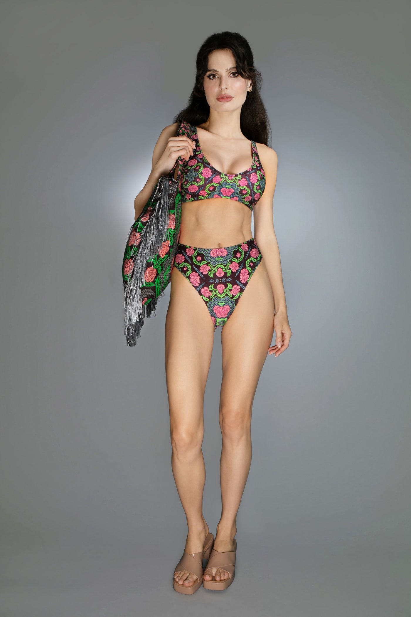 ED-006WG- ROSES BURGUNDY PINK - BIKINI