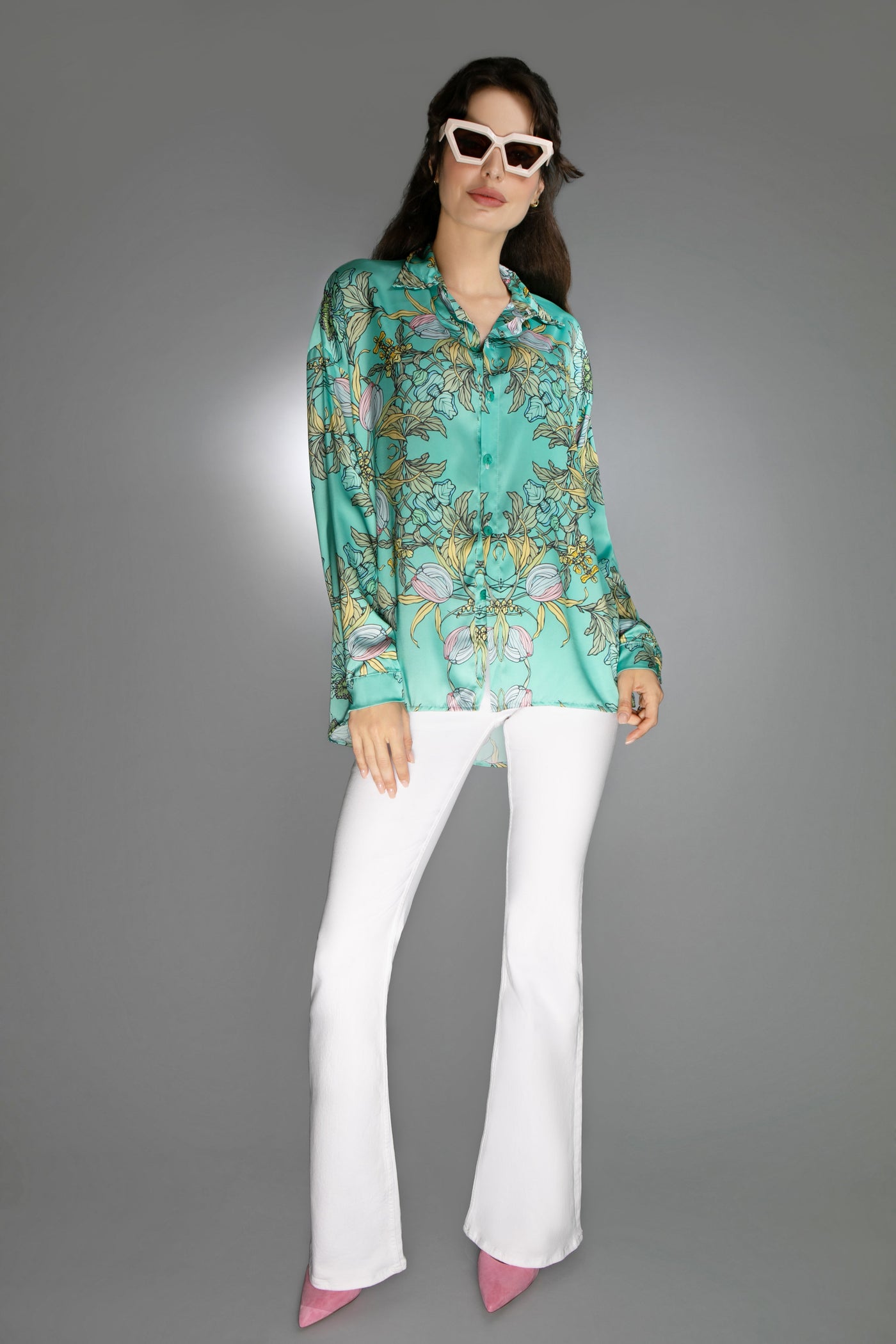 ED-019NO-CROCUS AGUA- SATIN BLOUSE
