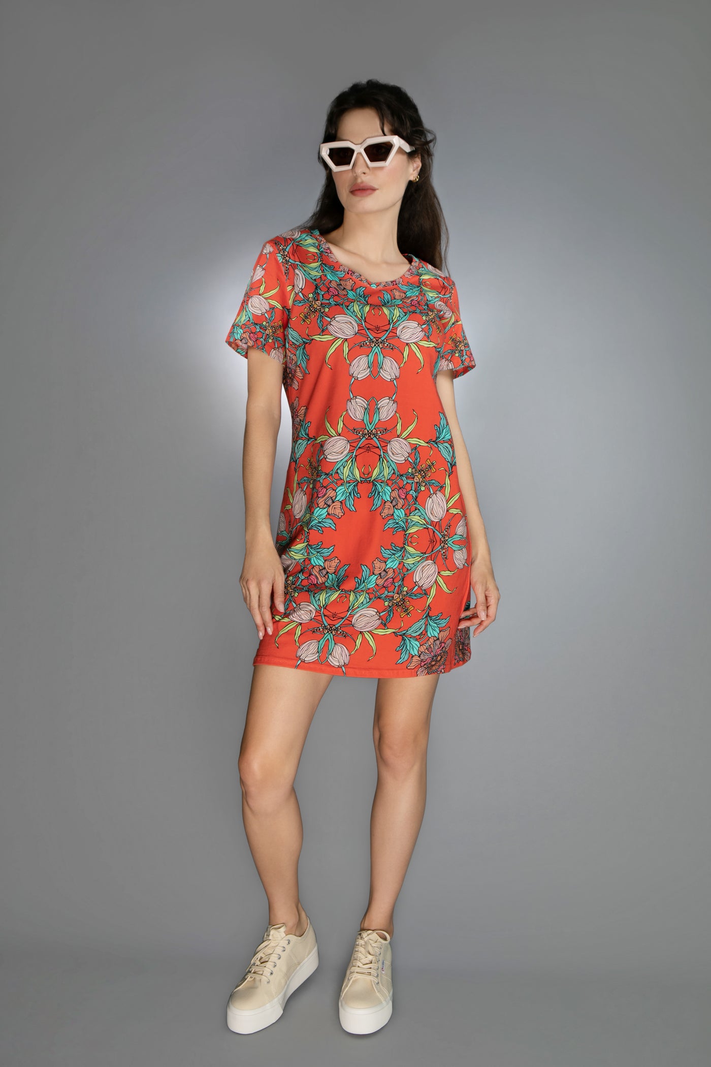Crocus Red Floral T-Shirt Dress
