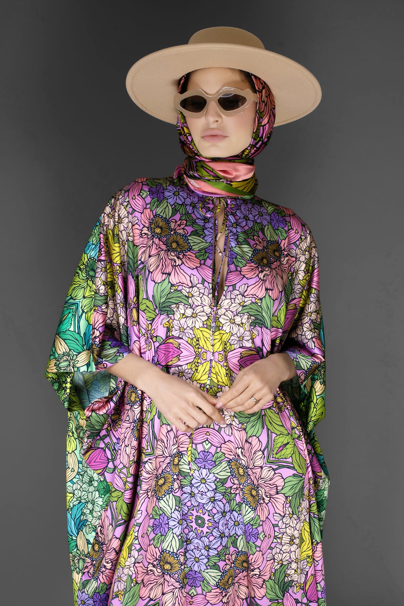 AB Kaftan - Pastel Floral Long Style