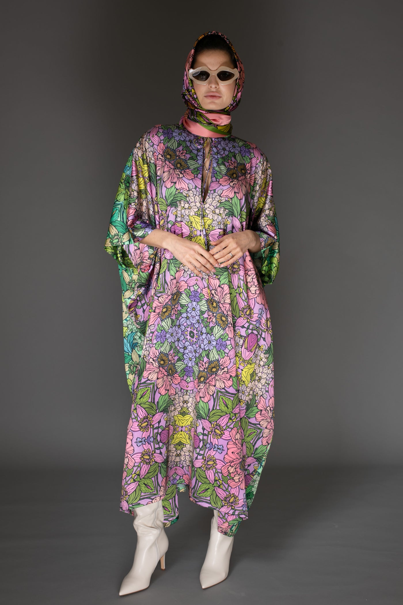 AB Kaftan - Pastel Floral Long Style