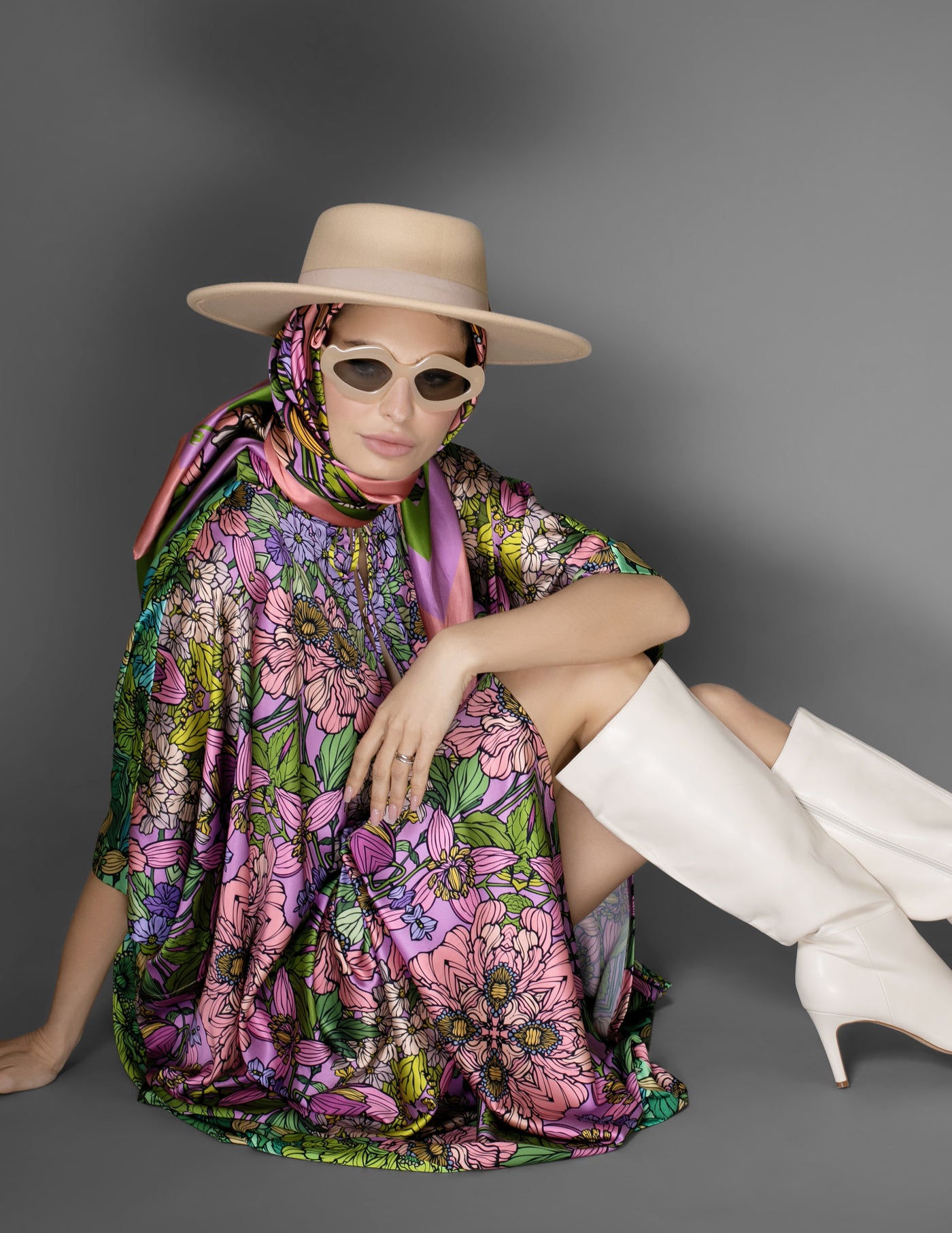 AB Kaftan - Pastel Floral Long Style