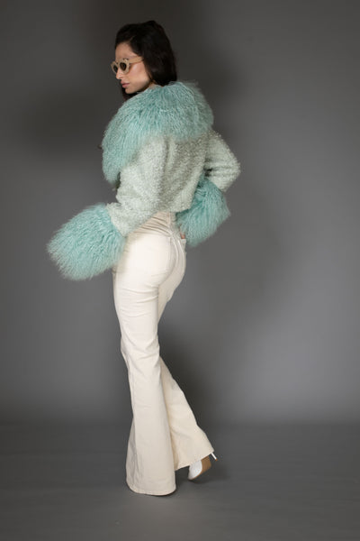 AW Coat - Mint Green Cropped Mongolian Wool