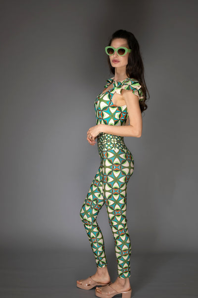 AB - Abstract Print Green Swimsuit