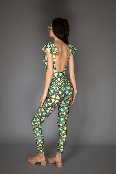 AB - Abstract Print Green Swimsuit