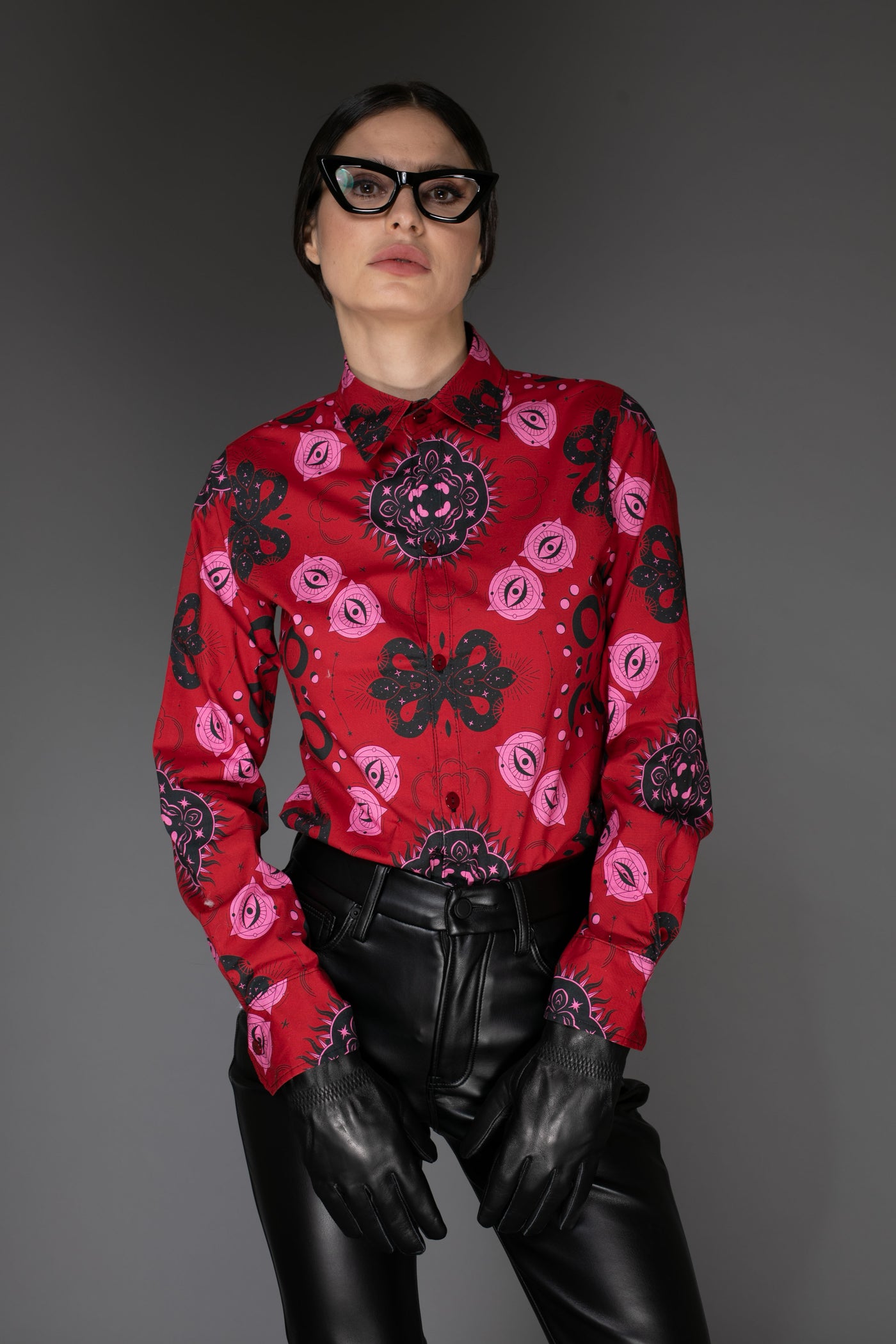 Mystic Print Red Cotton Shirt