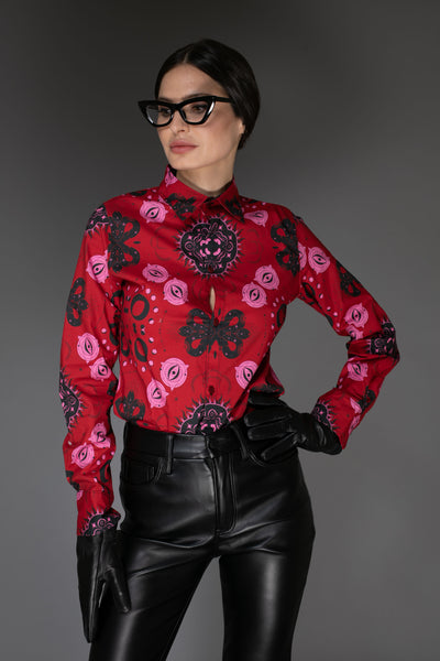 Mystic Print Red Cotton Shirt