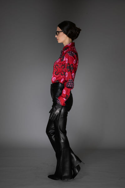 Mystic Print Red Cotton Shirt